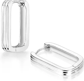 925 Sterling Silver Post Earrings for Women Chunky Silver Rectangle Earrings 14K Gold Square Hoop Earrings Hypoallergenic Earrings Gold Huggie Hoops Earrings for Jewelry Gifts