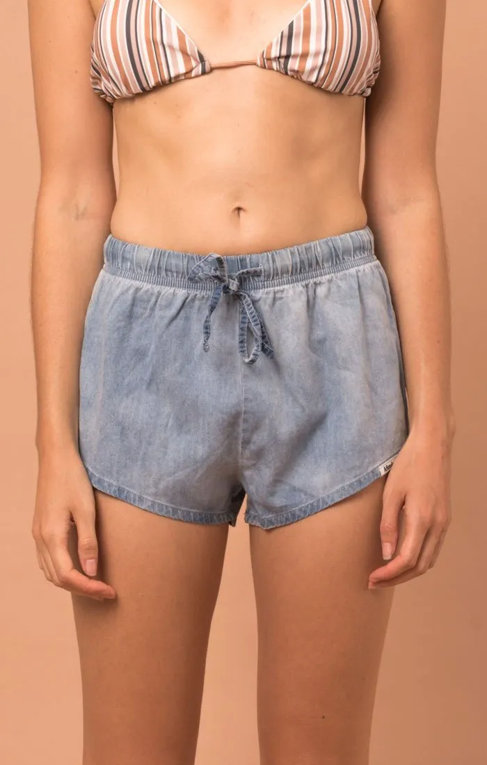 Afends Womens Sunday - Chambray - Easy Shorts