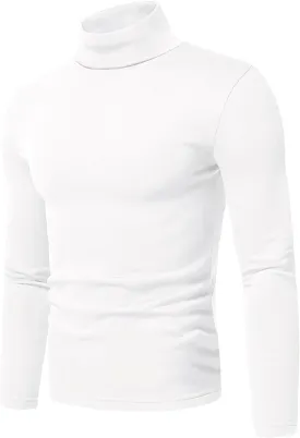 Askdeer Men's Turtleneck Long Sleeve Shirts Thermal Underwear Tops Basic Pullover Sweater Tees