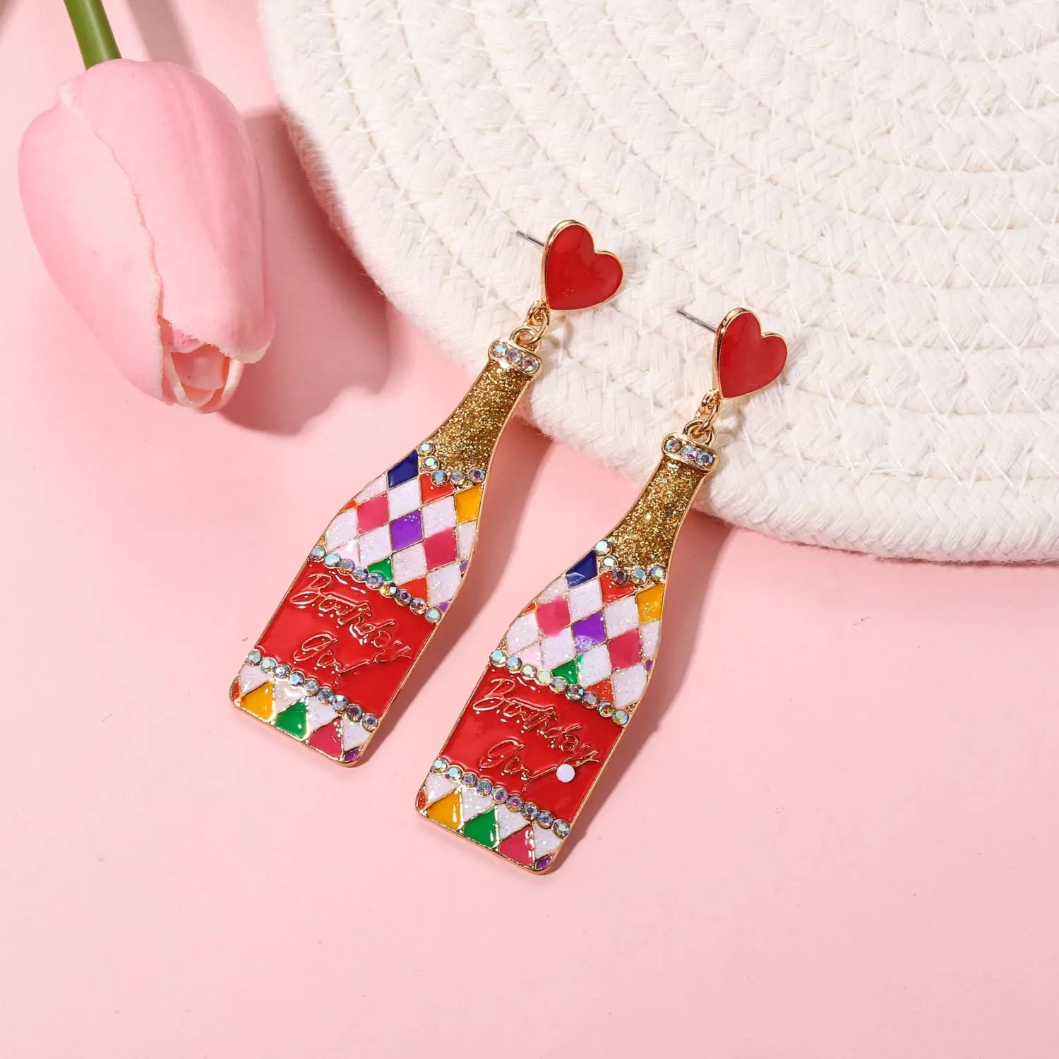 Birthday Earrings for Women Happy Birthdays Earrings Statement Cake Champagne Bottle Earring Happy Birthdays Dangle Earring Birthday Gifts Party Favors