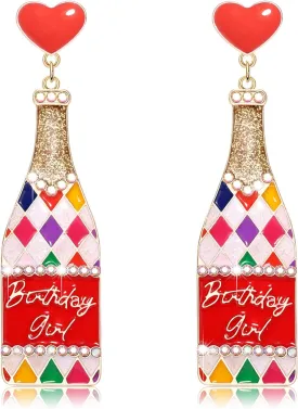 Birthday Earrings for Women Happy Birthdays Earrings Statement Cake Champagne Bottle Earring Happy Birthdays Dangle Earring Birthday Gifts Party Favors