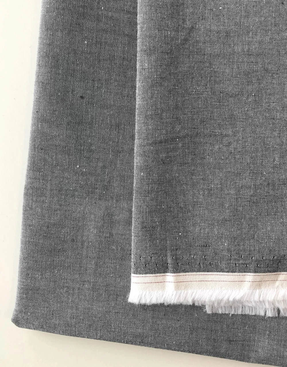 Black Yarn Dyed Cotton Chambray Fabric