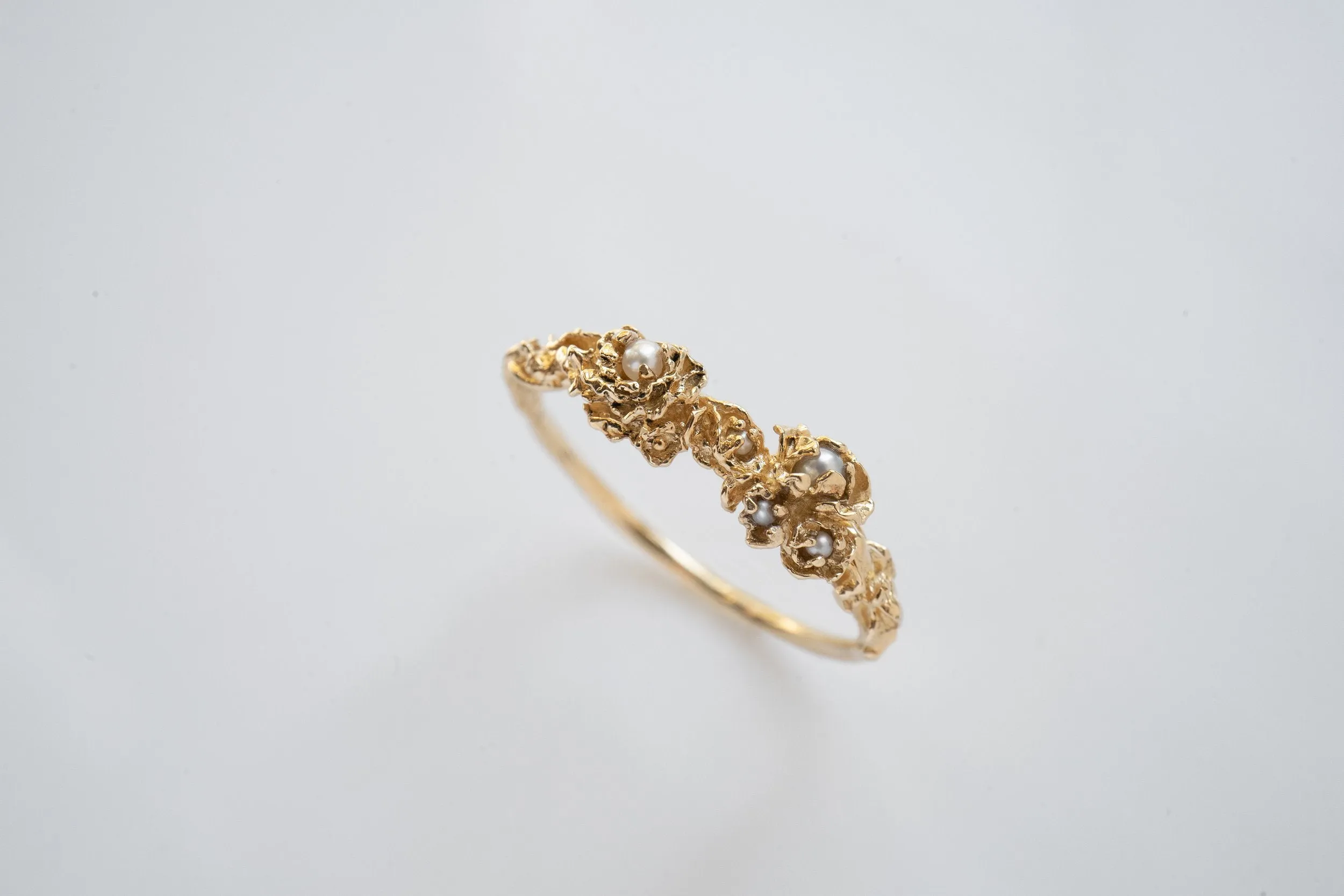 Blue-Green Sapphire Blossom Ring