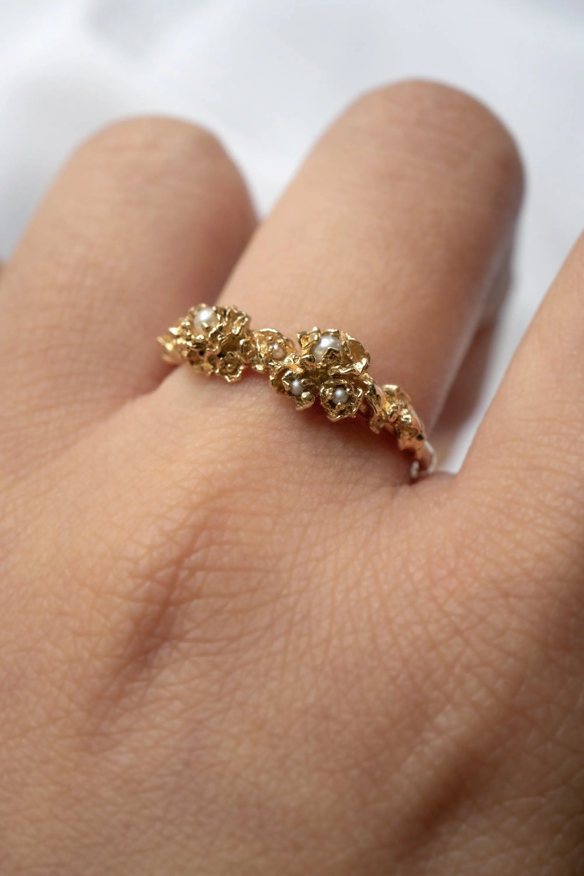 Blue-Green Sapphire Blossom Ring