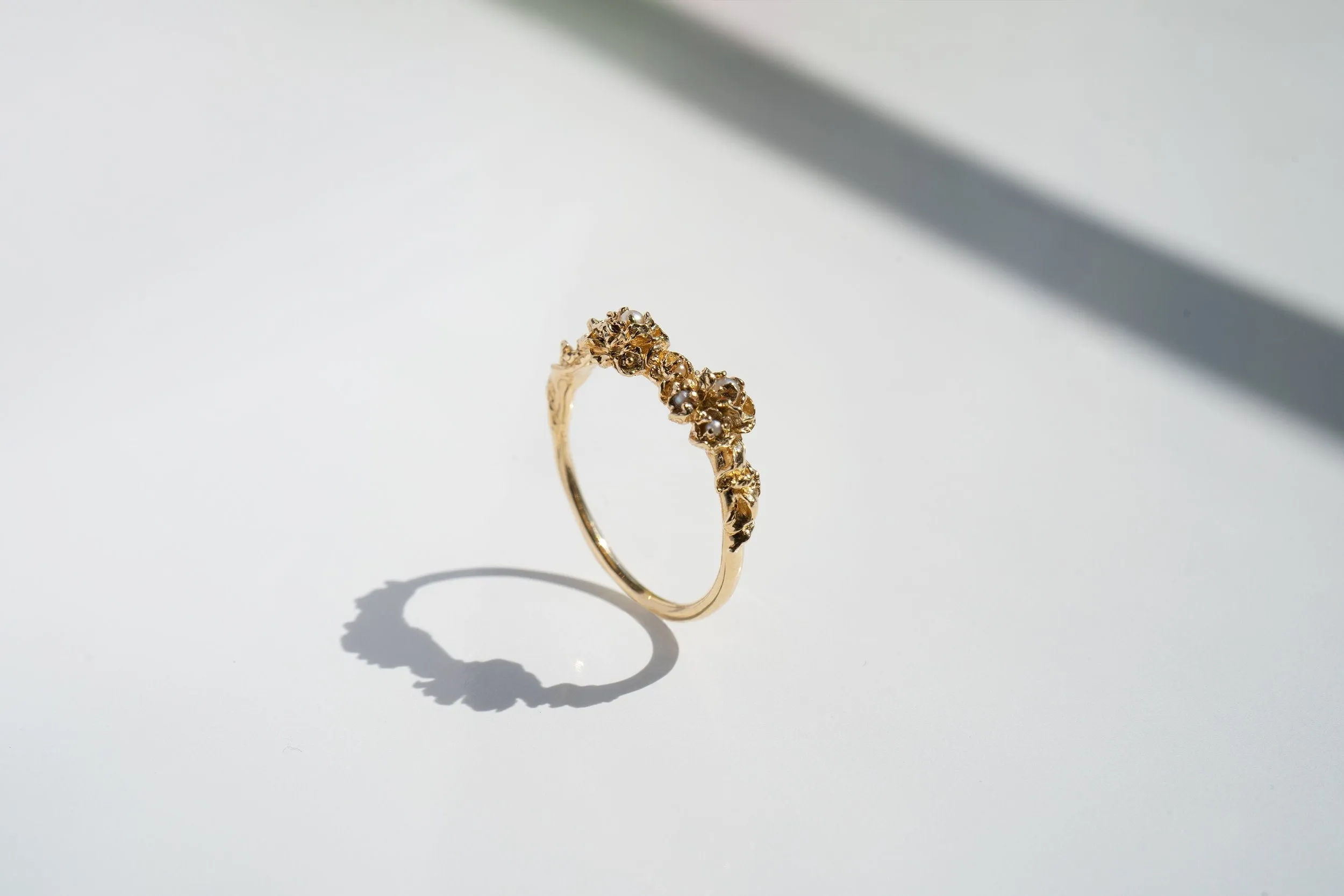 Blue-Green Sapphire Blossom Ring