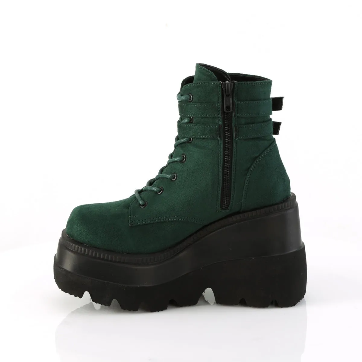 Demonia SHAKER-52 | Emerald Vegan Suede Ankle Boots
