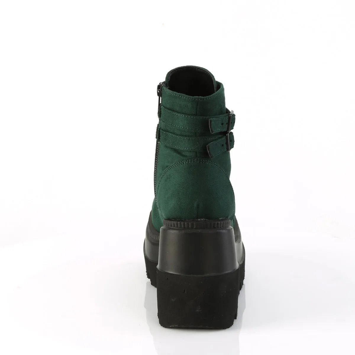 Demonia SHAKER-52 | Emerald Vegan Suede Ankle Boots