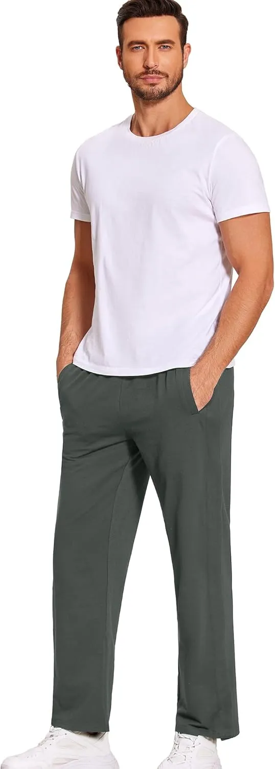 Deyeek Men's Tear Away Pants 2 Side Snap Open Bottom Sweatpants Loose Fit Casual Post Surgery Pants with Pockets