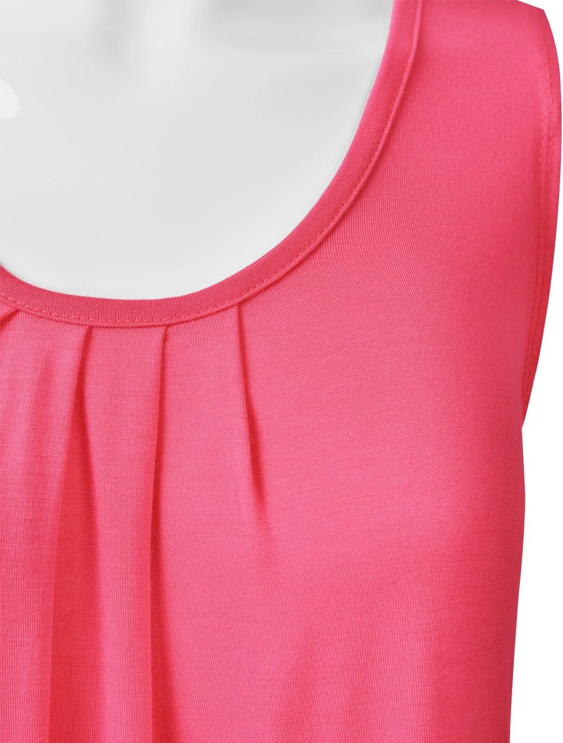 EIMIN Women's Pleated Scoop Neck Sleeveless Stretch Basic Soft Tank Top (S-3X)