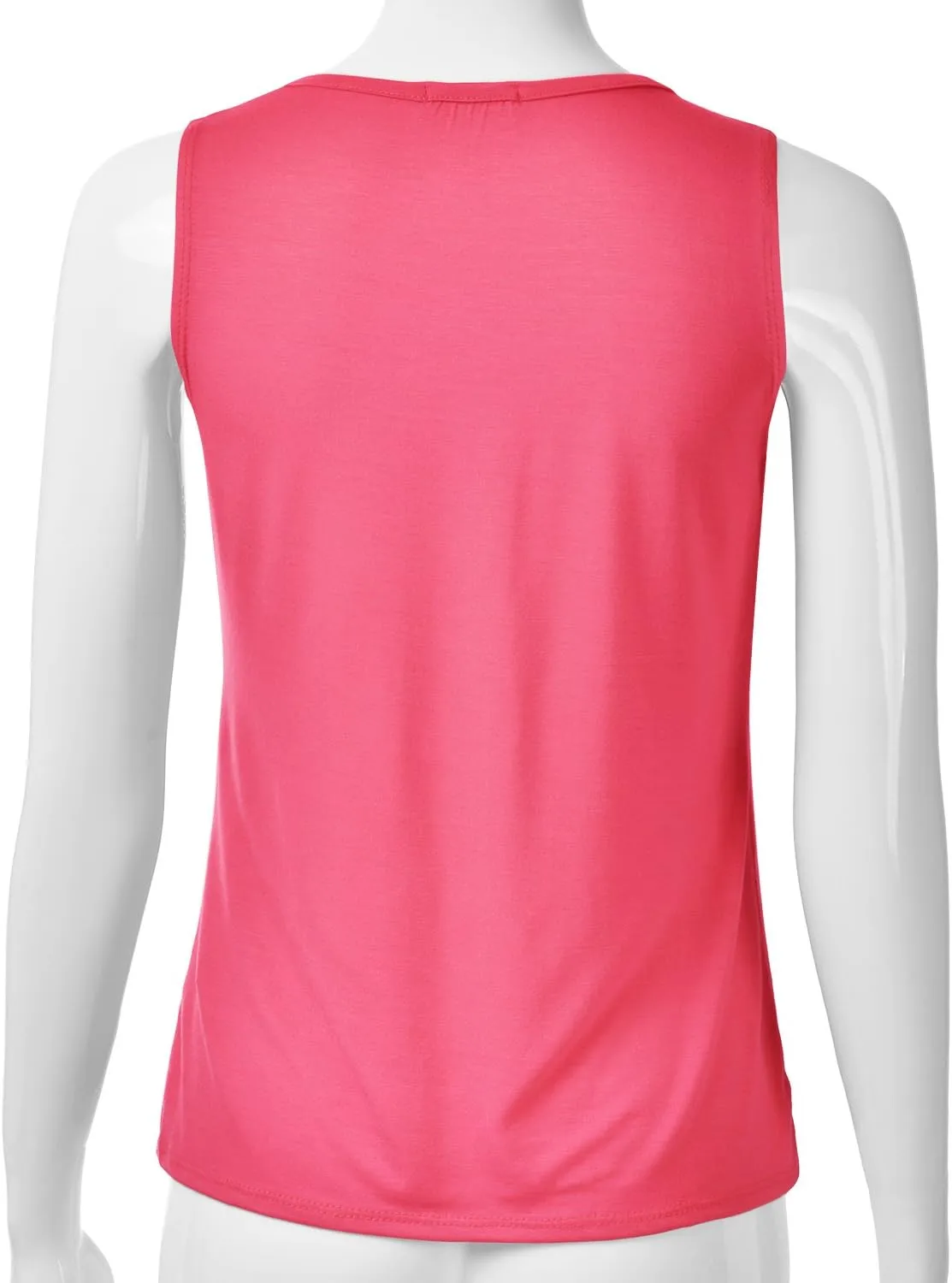 EIMIN Women's Pleated Scoop Neck Sleeveless Stretch Basic Soft Tank Top (S-3X)