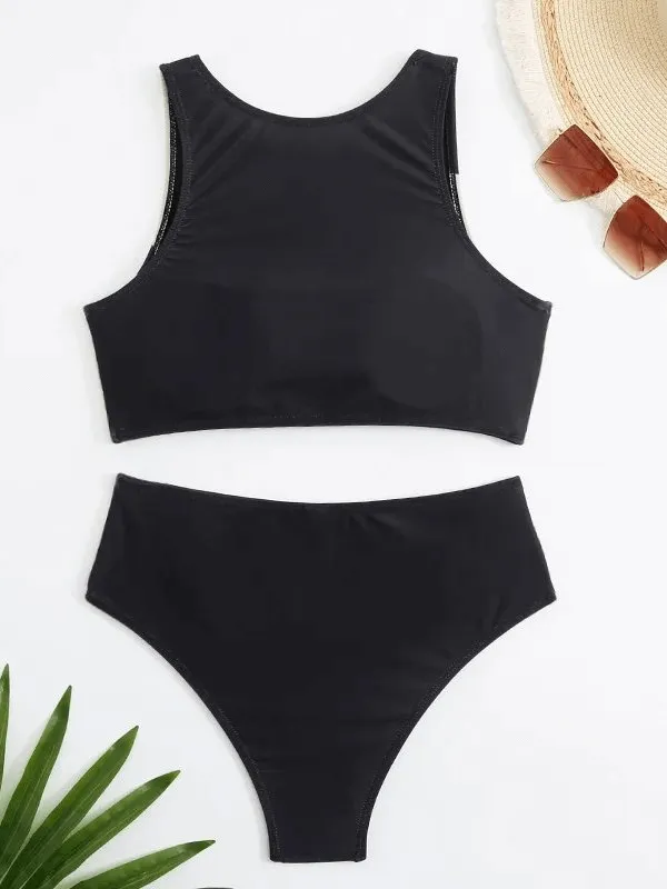 Fashionable Sporty Elastic Women's Two-piece Swimsuit - SF1886