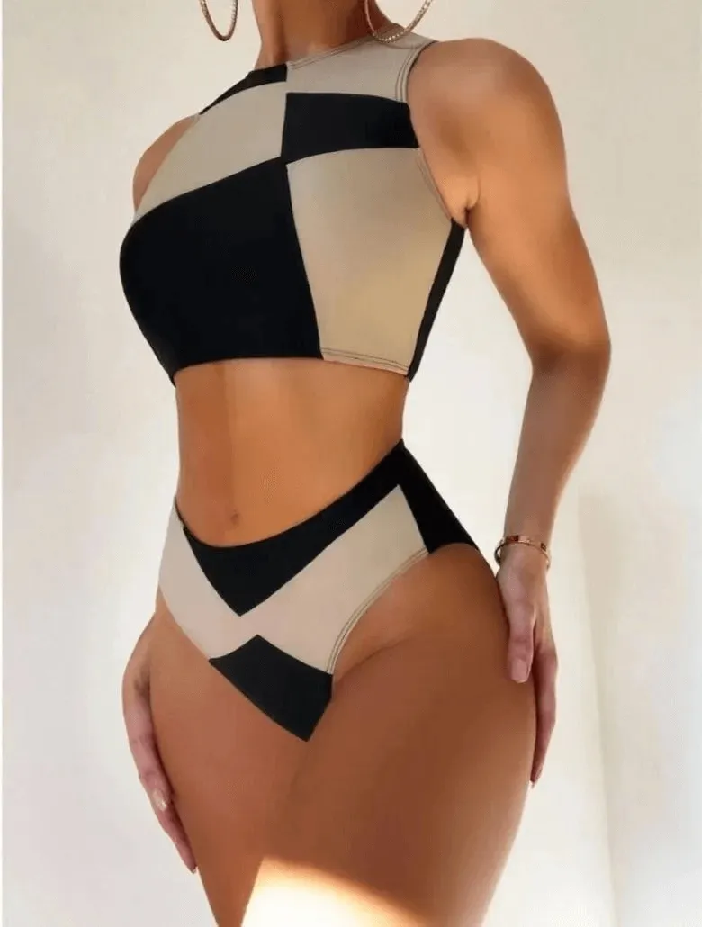 Fashionable Sporty Elastic Women's Two-piece Swimsuit - SF1886