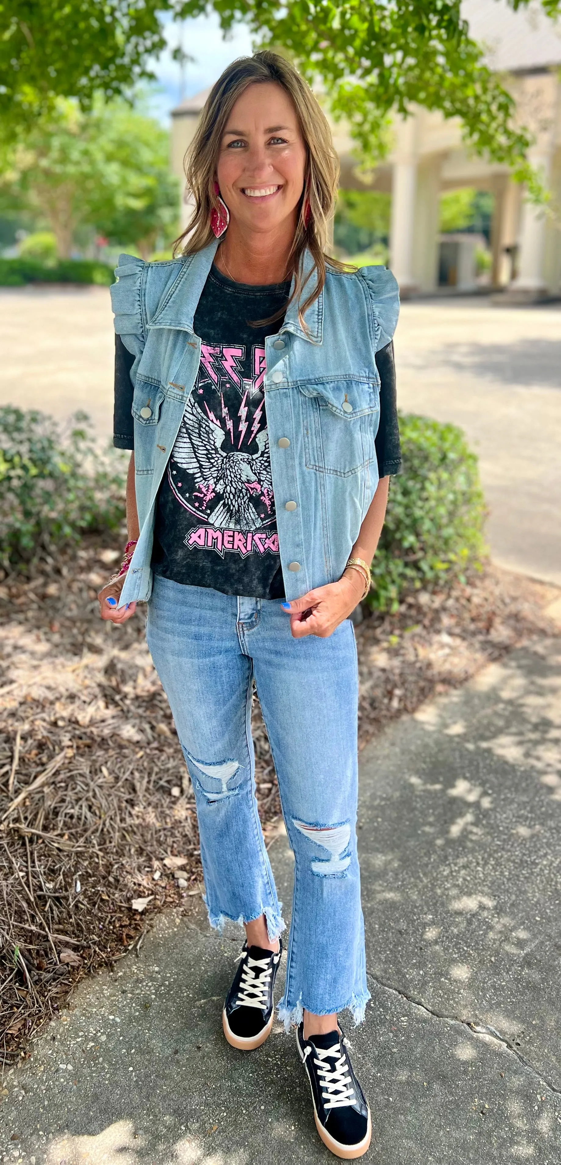 Free Bird Black Mix Vintage Wash Graphic Tee