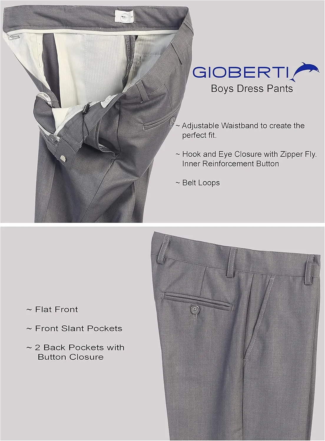 Gioberti Boys Flat Front Dress Pants