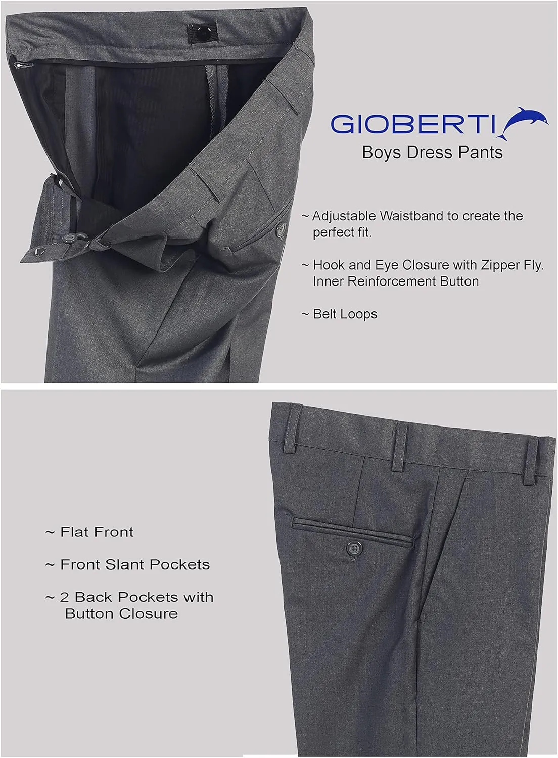 Gioberti Boys Flat Front Dress Pants