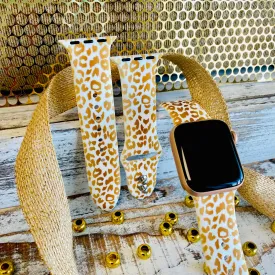 Golden Leopard Print Silicone Band For Apple Watch