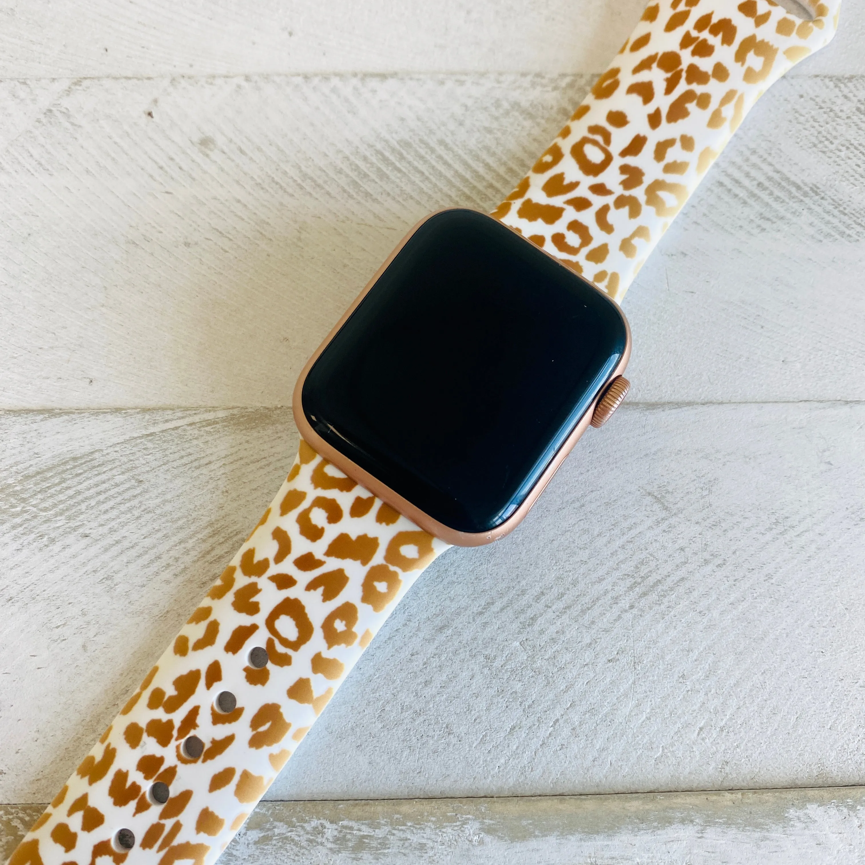 Golden Leopard Print Silicone Band For Apple Watch