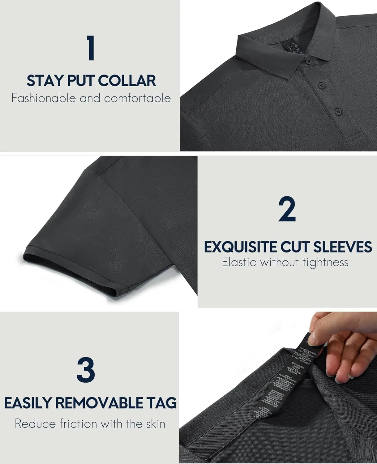 Haimont Mens Polo Shirts Dry Fit Performance Collared Shirts Short Sleeve Casual Moisture Wicking Shirts