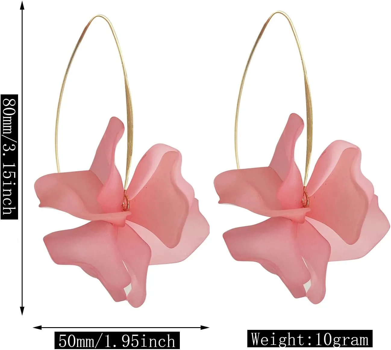 Handmade Bohemian Acrylic Large Flower Dangle Drop Earrings Unique Resin Tiered Petal Flower Line Earrings for Women