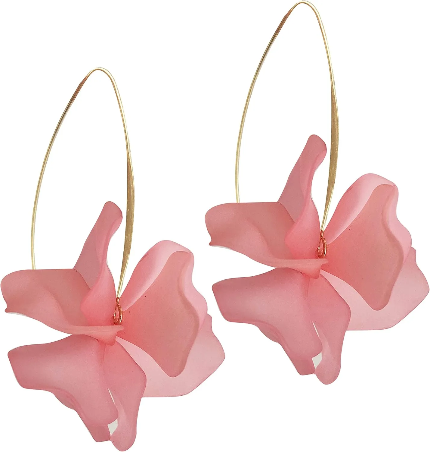 Handmade Bohemian Acrylic Large Flower Dangle Drop Earrings Unique Resin Tiered Petal Flower Line Earrings for Women