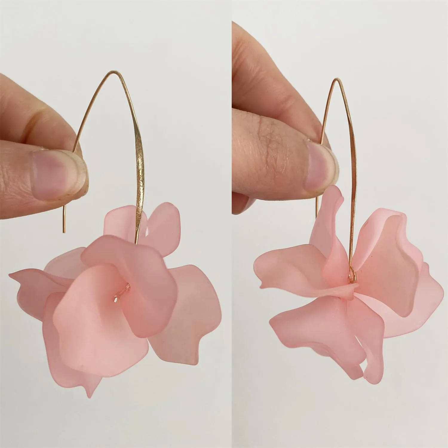 Handmade Bohemian Acrylic Large Flower Dangle Drop Earrings Unique Resin Tiered Petal Flower Line Earrings for Women