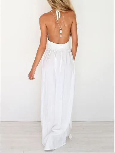 Lace stitching Chiffon sexy backless dress elegant sling
