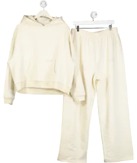 Lounge Underwear Cream Text Print Kangaroo-pocket Cotton-blend Hoody And Straight Leg Joggers UK XXL