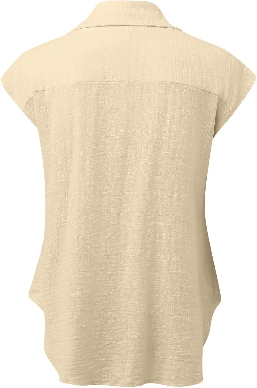 LRMQS Linen Shirts for Women Summer 2024 Button Down Lapel Cap Sleeve Shirt Tops Casual Beach Trendy Cotton Gauze Clothing