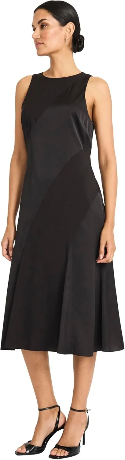 Maggy London Women's Asymmetrical Seam Fit and Flare Midi-Special Occasion Evening Party-Cocktail Dress