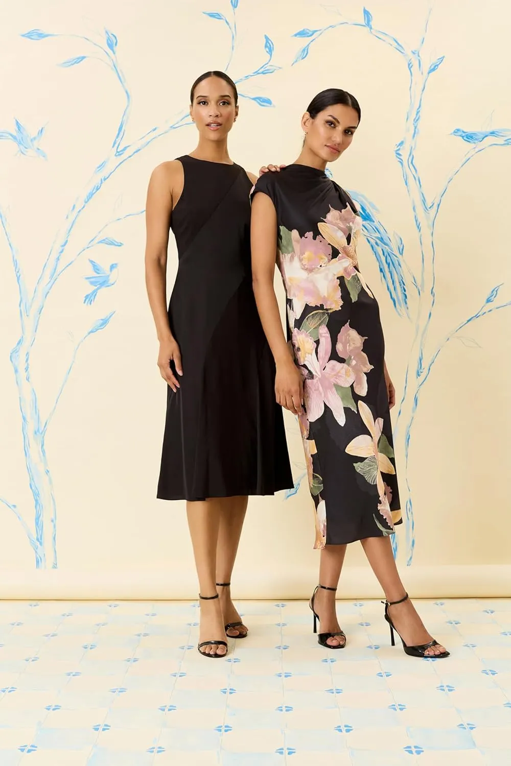 Maggy London Women's Asymmetrical Seam Fit and Flare Midi-Special Occasion Evening Party-Cocktail Dress