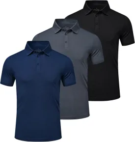 Mens Polo Shirts Short Sleeve Golf Polo T Shirts Lightweight Quick-Dry Sports Polo Shirts for Men 3 Pack