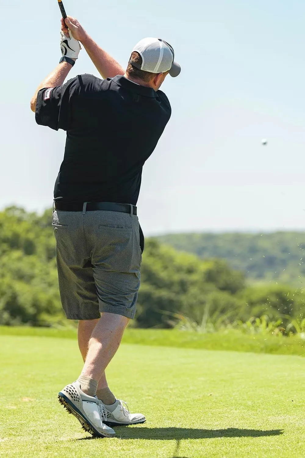 Men's Polo Shirts Short Sleeve T Shirts Ribbed Knit Zipper Polo Shirts Fashion Casual Golf Tee