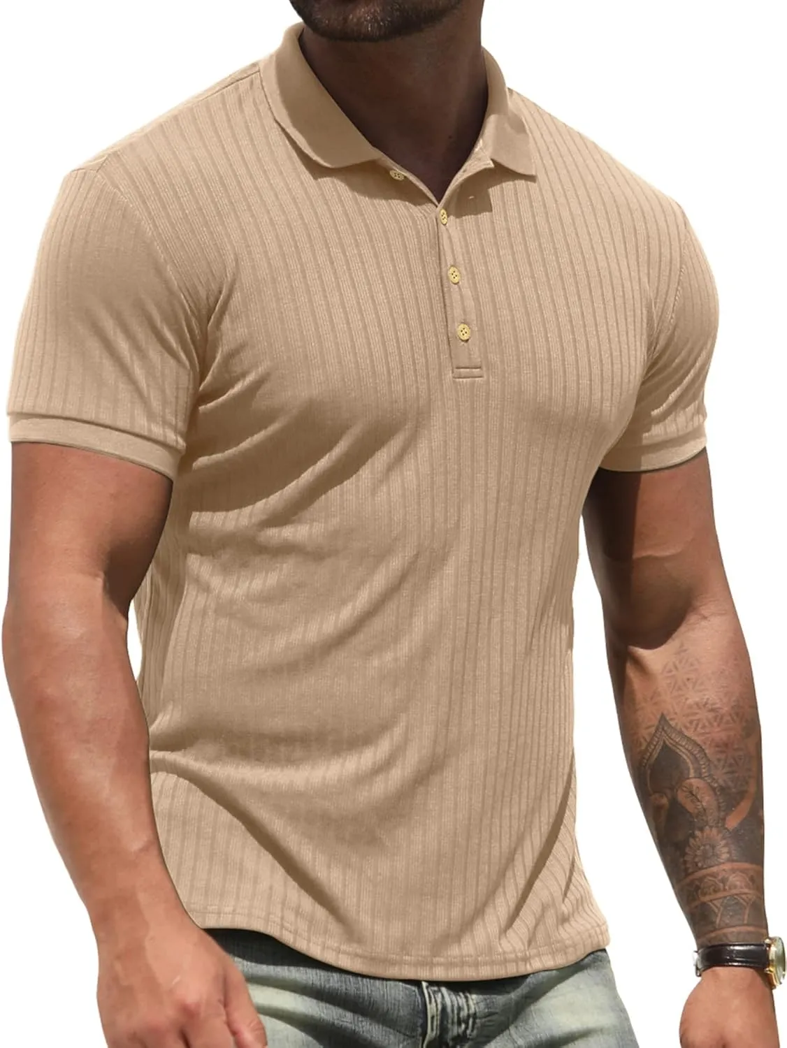 NITAGUT Men's Polo Shirts Shorts& Long Sleeve Casual Slim Fit Workout Shirts