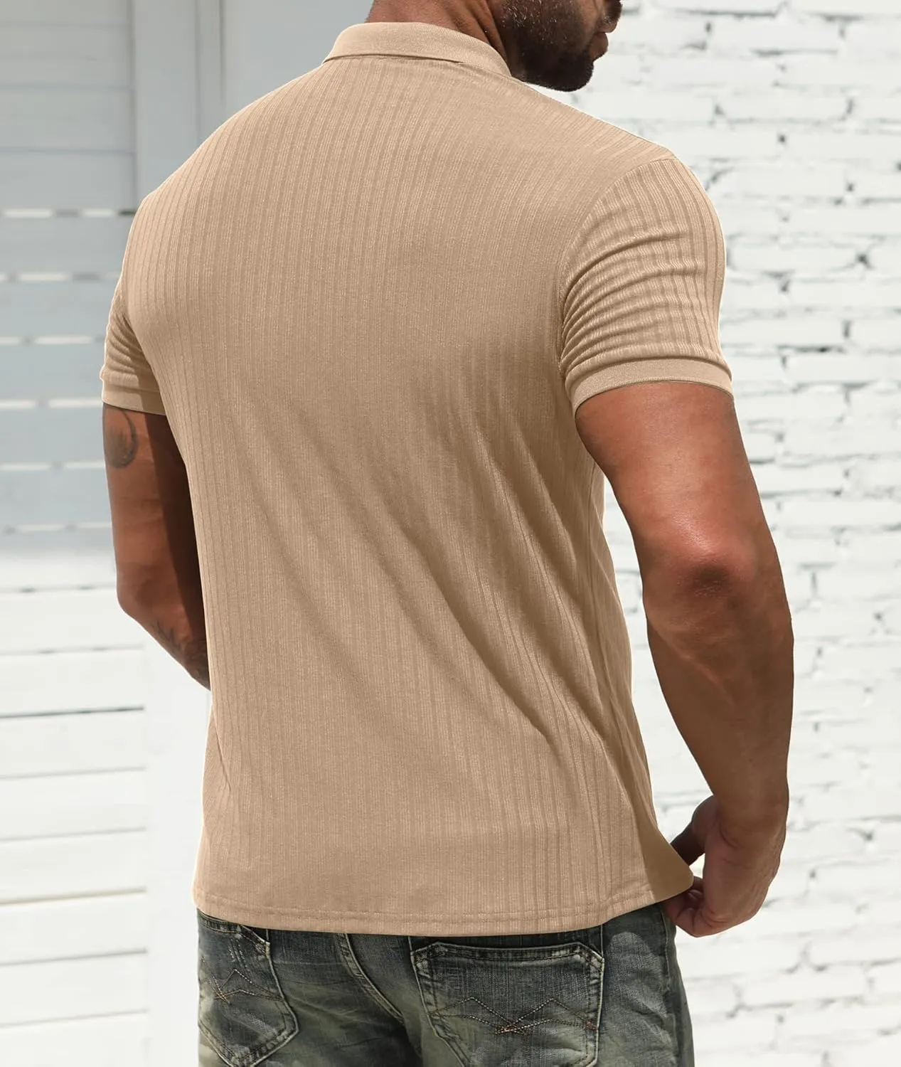 NITAGUT Men's Polo Shirts Shorts& Long Sleeve Casual Slim Fit Workout Shirts