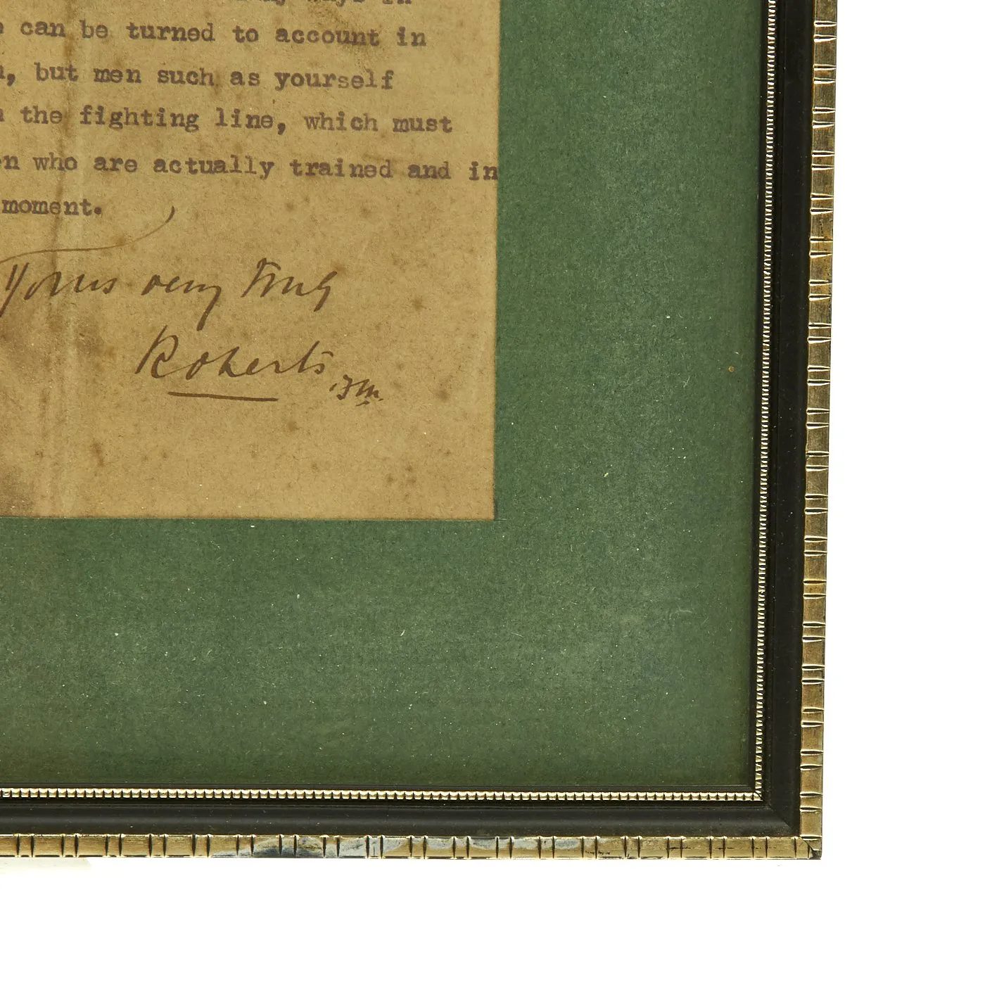 Original British WWI Era Framed Signed Letter from Lord Sleigh "Bobs" Roberts dated August 14th 1913