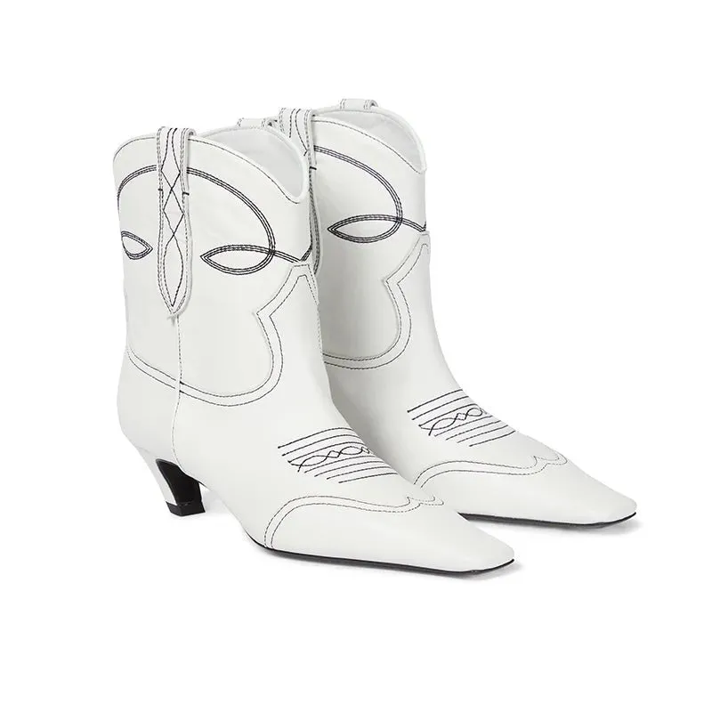 Pre Order:  Scallop Dip Leather Ankle Boots
