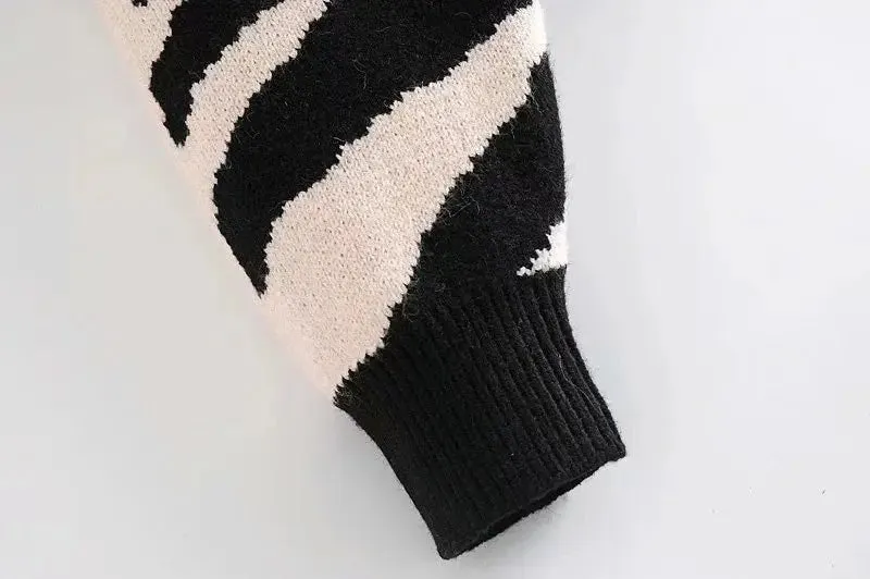 Pre Order:  Zebra Cropped Knit Sweater