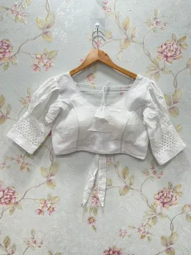 Pure Cotton Hakoba Readymade Blouse with Designer Tie on back