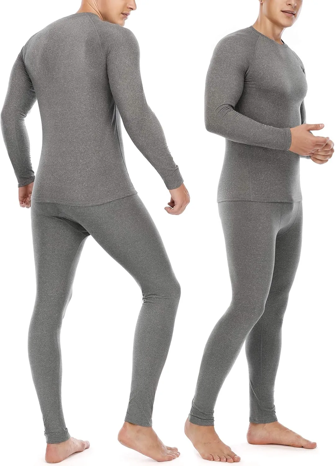 Roadbox Thermal Underwear for Men: Fleece Lined Long Johns Base Layer Cold Weather Winter Ski Thermals Top and Bottom Set