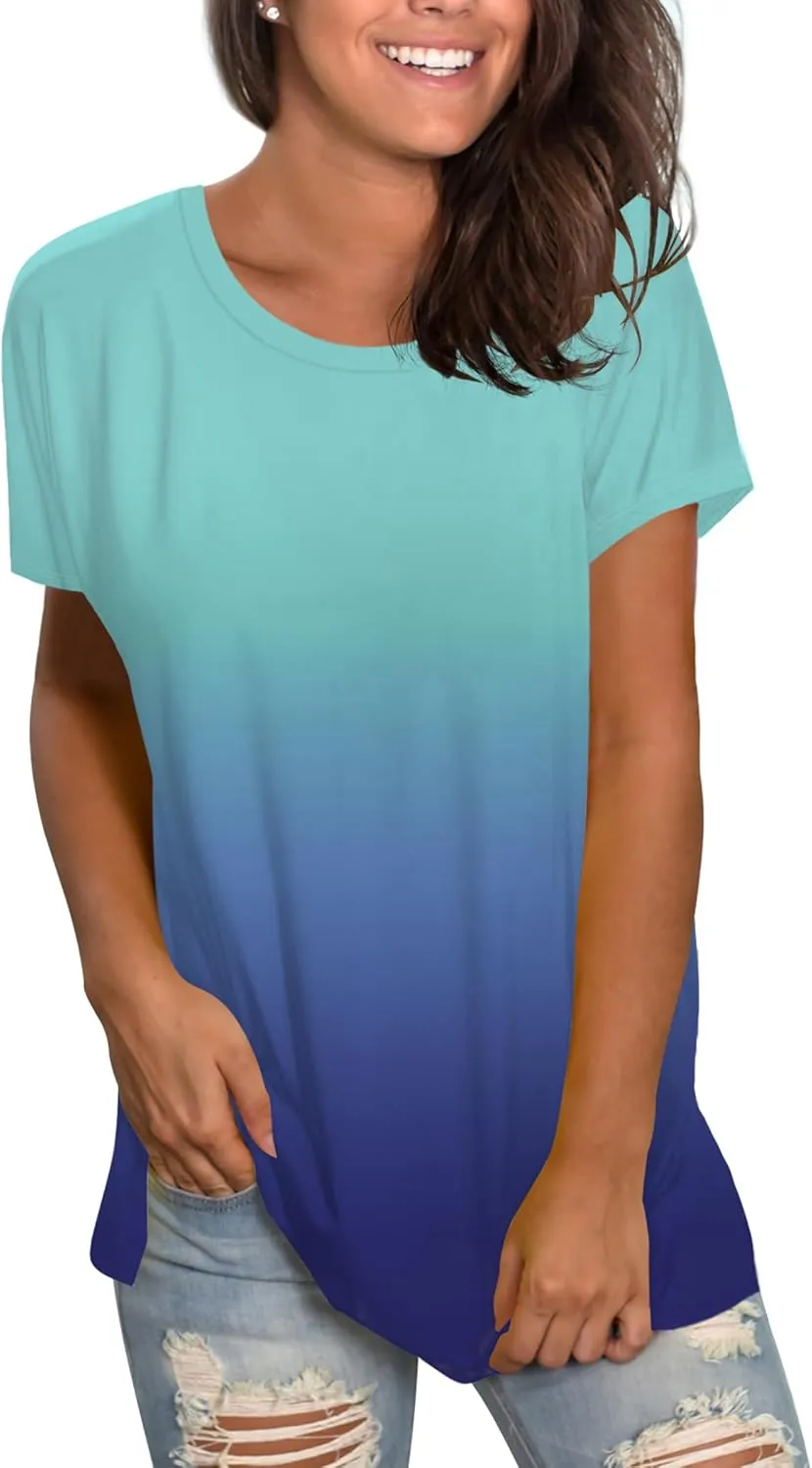 Saloogoe Womens Loose Fit Tshirts Short Sleeve Summer Tops Casual Workout Yoga Tunic T Shirts Tops