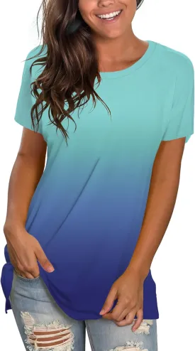 Saloogoe Womens Loose Fit Tshirts Short Sleeve Summer Tops Casual Workout Yoga Tunic T Shirts Tops