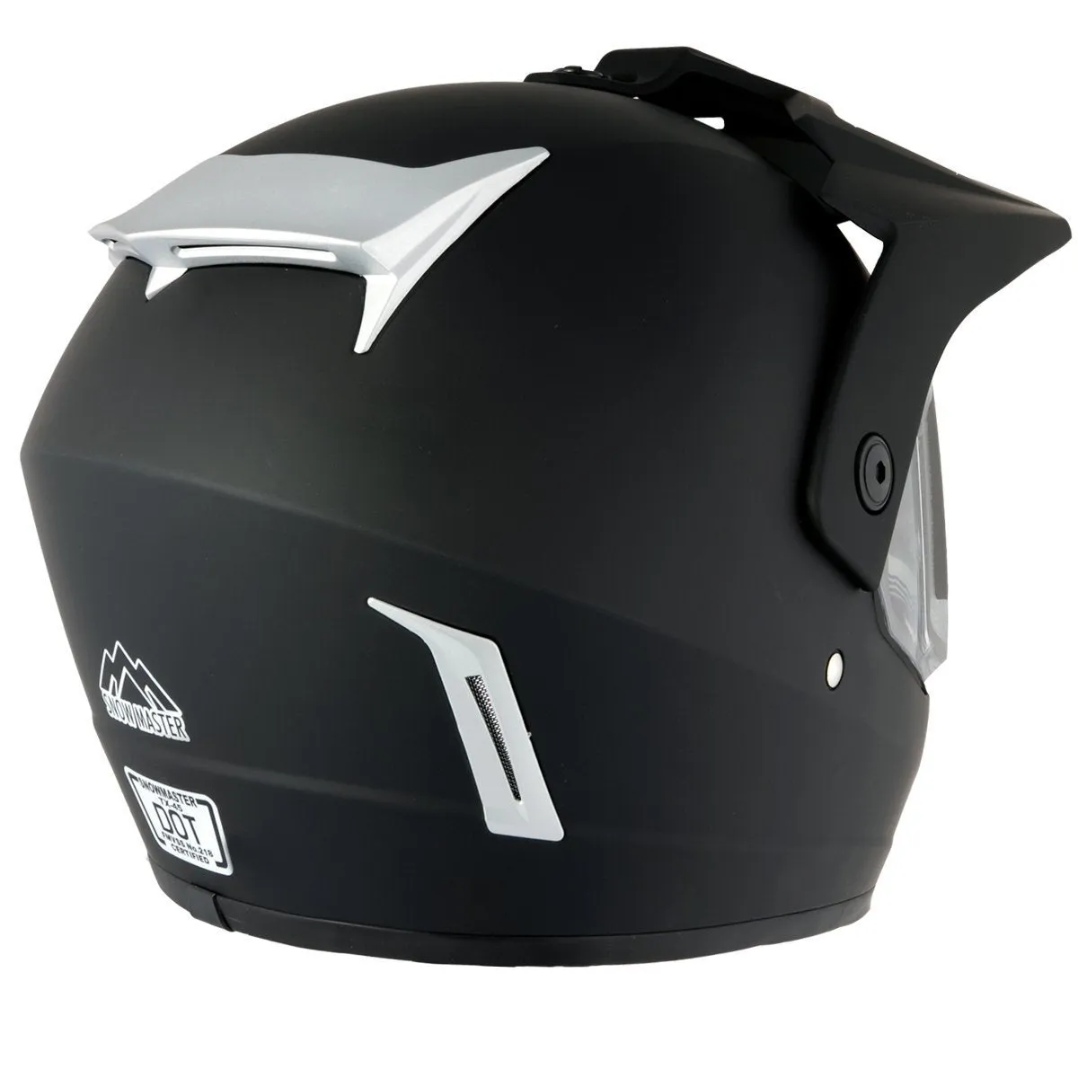 Snow Master TX45 Ultra Light Weight Flat Black Dual Sport Snowmobile Motorcycle Full Face Helmet for Men & Women - DOT Approved for Bike Scooter ATV UTV Chopper Skateboard