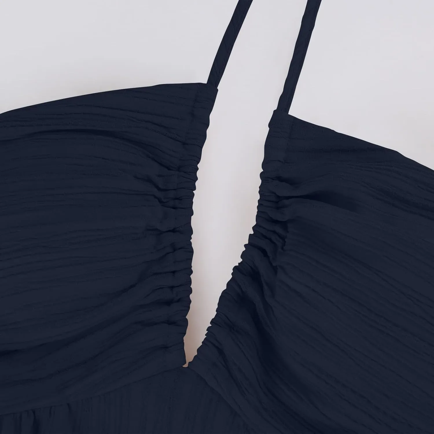 Summer Dresses for Women 2025 Spaghetti Strap Halter V Neck Maxi Dress Bow Tie Backless Ruffle A Line Prom Dress