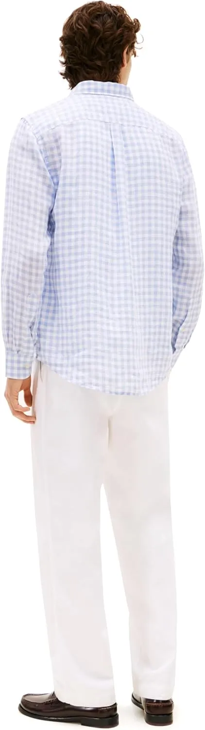 Tommy Hilfiger Men's Long Sleeve Casual Linen Button Down Shirts in Regular Fit