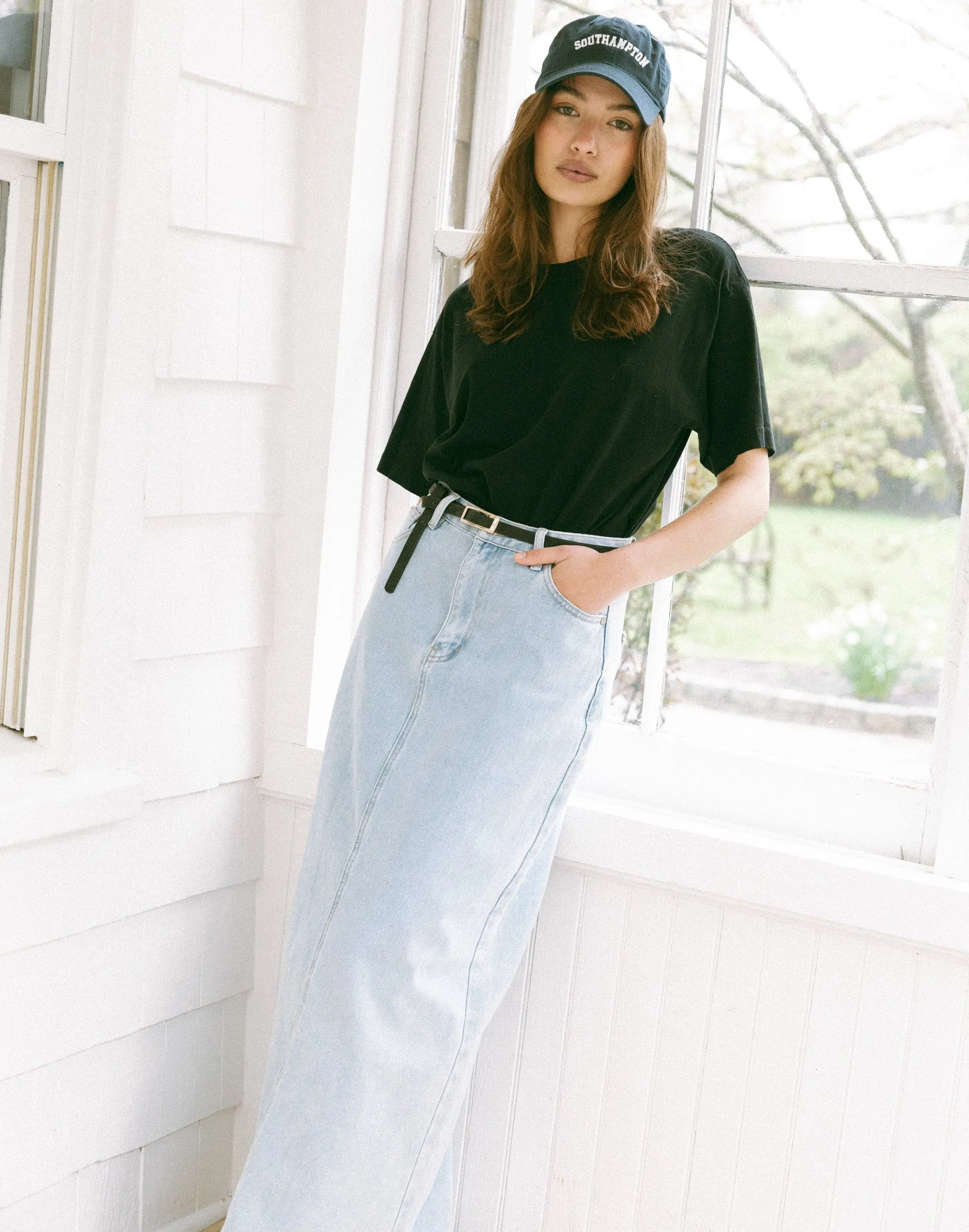 Tyler Denim Maxi Skirt (Light Vintage)