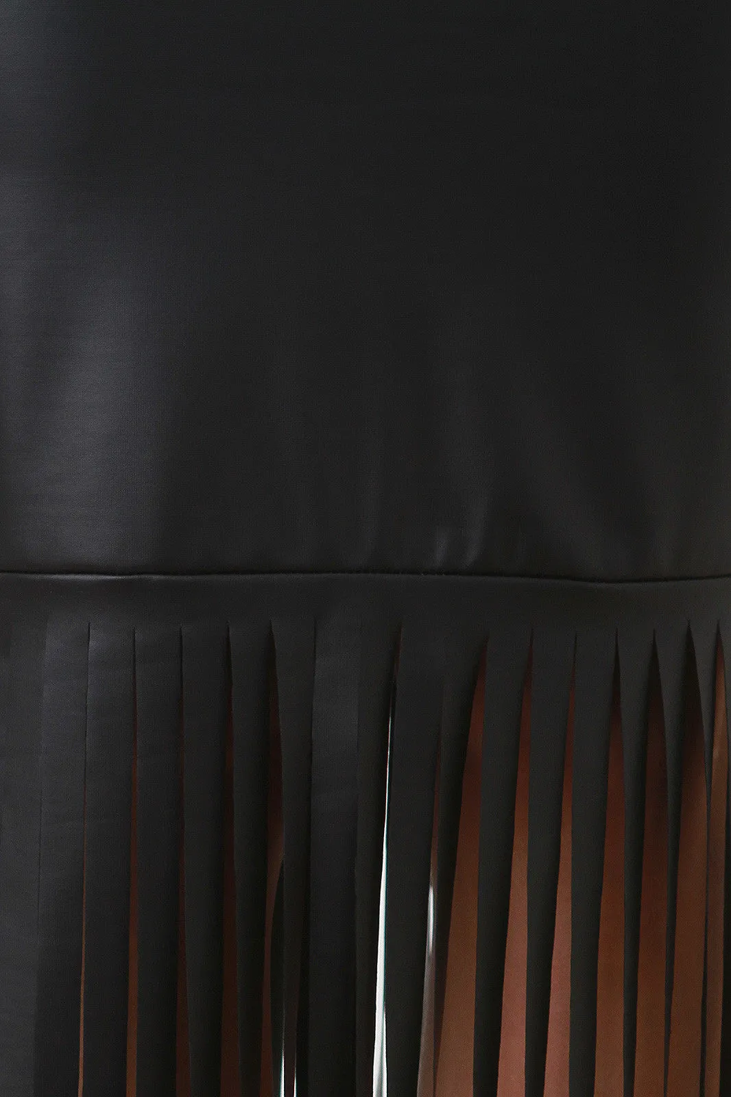 Vegan Leather Fringe Skirt