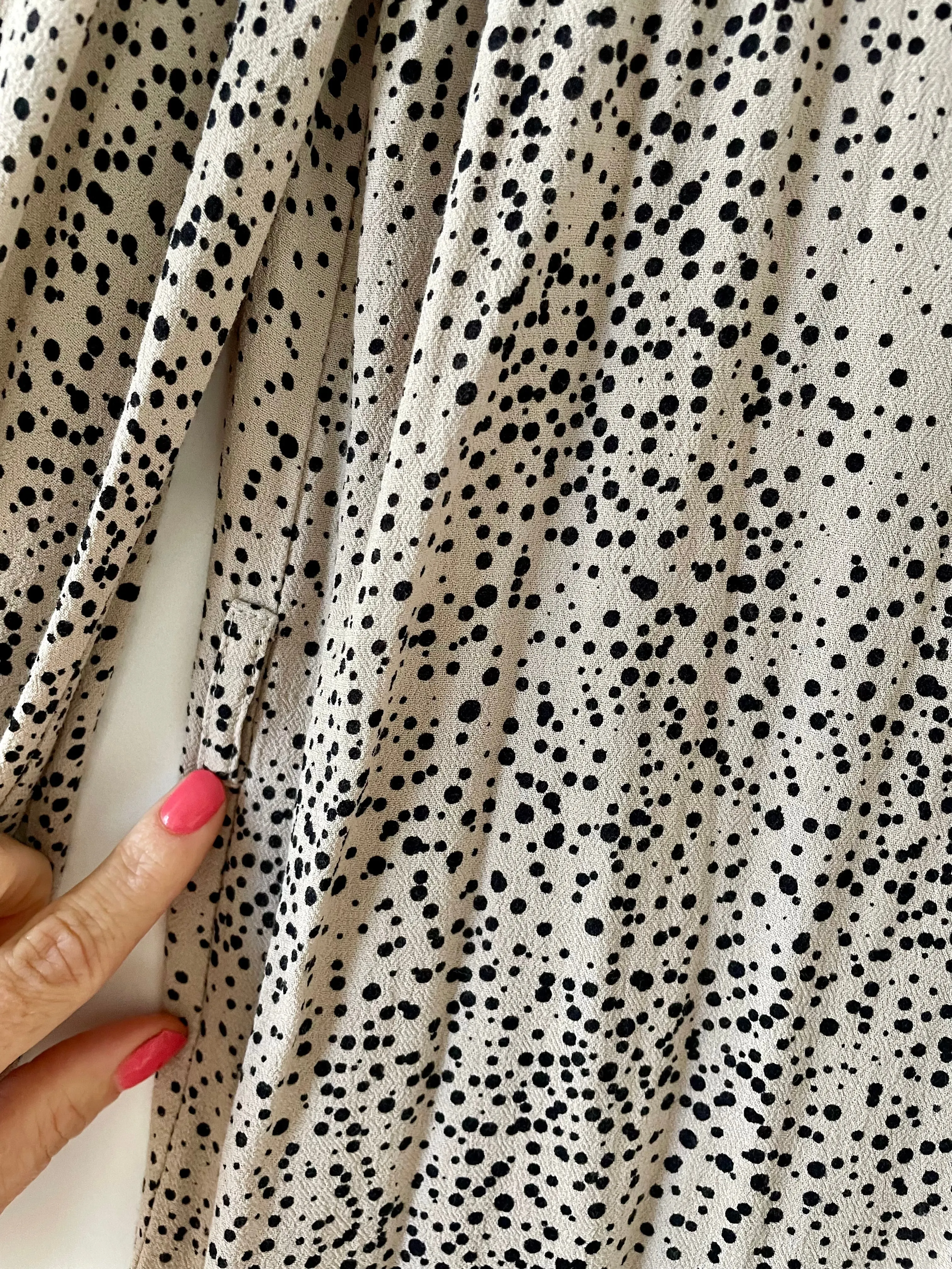 Zimmermann Beige Spot Dot Long Sleeve Knee Length Dress Gold Buttons Size 1 8 10